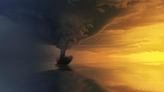 photo tornado over the ocean