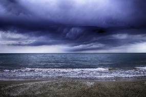 Storm Sea in the blue twilight