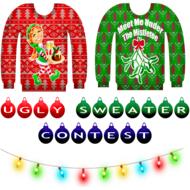 Ugly Christmas red and green Sweaters drawing