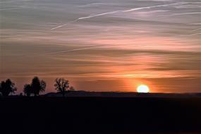 pink cirrus clouds at Sunset Sky