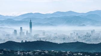 foggy view of Taipei in Taiwan