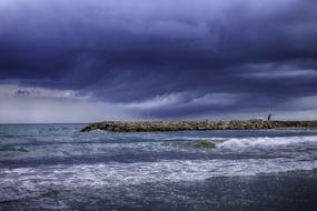 dramatic Stormy sky above Sea Beach