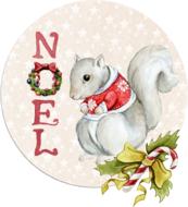 noel squirrel watercolor drawing