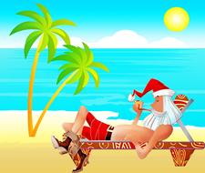 santa claus at beach drawing