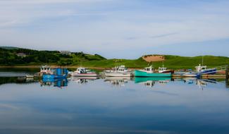 moored fishing boats in Nova Scotia, Canada