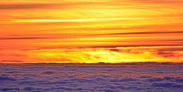 burning sky and clouds on the horizon