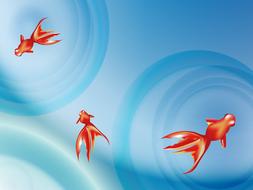 goldfish on blue background