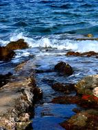 sea waves on the rocks on the coast