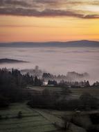 thick fog over a mountain valley