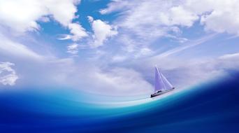 painted sailing ship on a blue wave