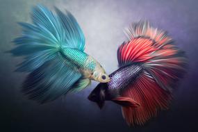 Beautiful watercolor painting of the colorful fish, at colorful background, clipart