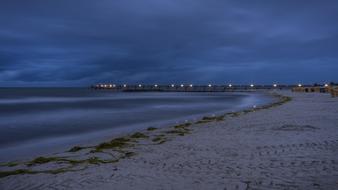 empty sea beach in the evening