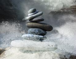 the waves destroyed the balance of the stone stack