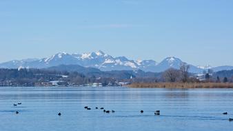 Beautiful Chiemsee among colorful nature in Upper Bavaria