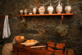 room with dishes in a medieval castle