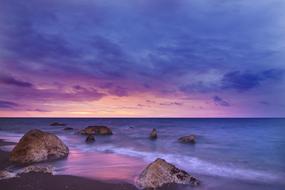purple-blue sky over the evening ocean