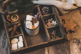 spices and a cup of hot chocolate