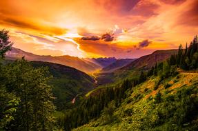 landscape of Montana at Sunset Dusk