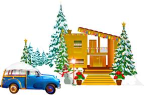 mid century christmas drawing