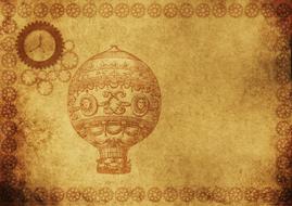 vintage balloon steampunk drawing