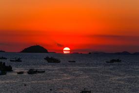 red Sunset Sea Landscape