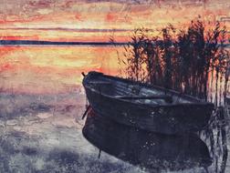 boat sunset dawn drawing