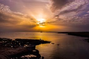 landscape of Sunset Horizon Sea
