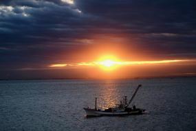 dramatic sunset in Tokyo bay