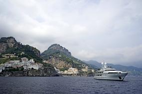 landscape of ship in the Mediterranean sea off the coast of Italy