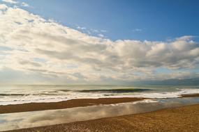 evening panorama of the tourist beach