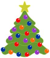 painted christmas tree with round shiny colorful balls and star at white background