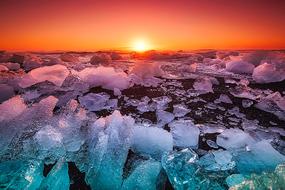 ice blocks on the sea in winter