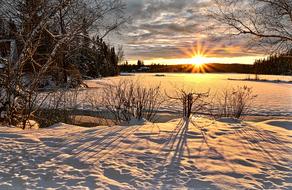 winter photo of a pasture on a farm in Quebec Canada