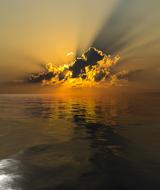 setting sun covered by cloud