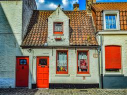 picturesque facade of old house, Belgium, Brugge,
