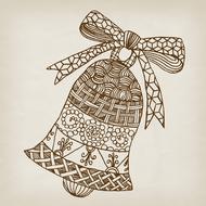 sketch of christmas bell with bow