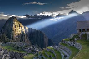 panoramic view of Machu Picchu in the haze