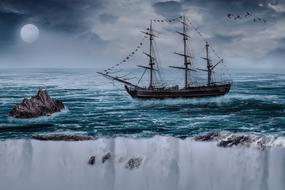 Sailing Boat full moon