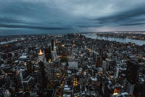 panoramic view of new york at dusk