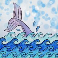 drawn fish tail in the sea