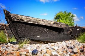 burnt boat on the North Sea