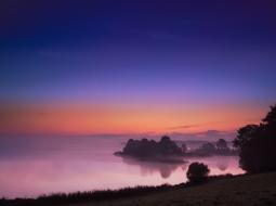 purple sunrise over coast at Autumn, Background