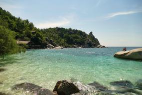 Beautiful gradient turquoise water near the beach in Thailand