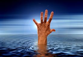 Hand in Sea Water banner drawing