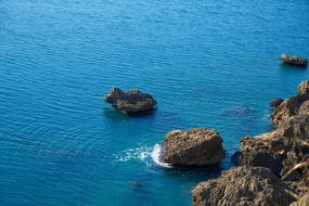 panoramic view of the rocky coast of antalya on a sunny day