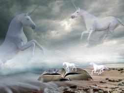 unicorns sea landscape drawing
