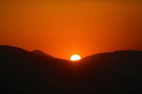 romantic red sunset over the mountains