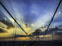 transport bridge at beautiful and colorful sunset in Republic of Korea