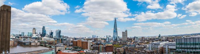 optical panorama of London, England