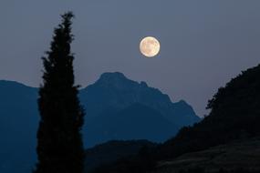 Beautiful Moon above the mountains on Cypress, Greece